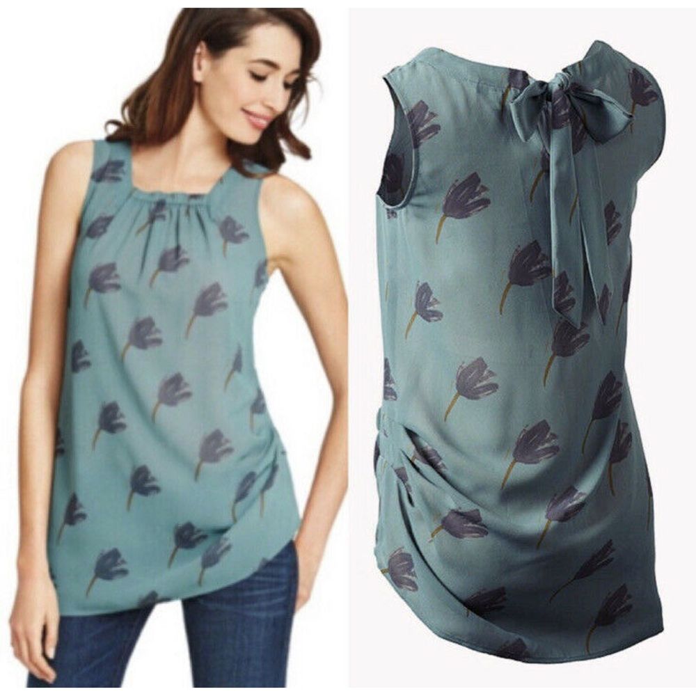 CAbi Tulip Top size Medium blue floral tie # 984